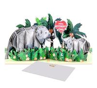 Mother's Day Pop-Up Card | Elephants in Jungle | Behind Every Great Person is a Loving Mother Heartfelt Message | 3D Pop-Up Card for Mom | Greeting Gift for Mother’s Day