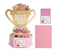 Mothers Day PopUp Card - World's Best Mom Trophy 3D Popup Greeting Card, Handmade For Mom, Cards Birthday, Mother’s Greeting