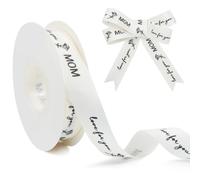 Mother's Day Ribbon, 2cm x 40yds Love for You MOM with Carnation Pattern, Satin Ribbon for Gift Wrapping, Bouquet Decoration, Craft Supplies on Mother's Day or Birthday