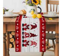 Mother's Day Romantic Gnome on Wood Board Table Runner 72 Inches Long,Table Runners Kitchen Dining Tables Decoration for Home Party Decor, Red Love Hearts Tables Runner Wedding Dresser Scarf