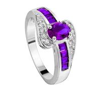 Mother's Day Silver Ring for Women Birthstone Ring Engagement Ring for Women Anniversary Wedding Promise Ring en Rings Set (B, 7)