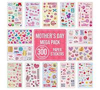 Mother's Day Stickers OVER 300 for Scrapbooking, Crafting Supplies and Decorating Cards & Presents - 14 Different Design Sticker Sheets Happy Mother's Day, Number 1 Mum, Worlds Best Mummy
