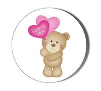 Mothers Day - Teddy Bear - I Love My Mum 6 x 70mm Vinyl Stickers