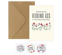 Mother's Day Thank You Card For Women, Floral Printed Greetings Card You're Really Kicking Ass At This Whole Mom Thing, Funny Luxurious Cards With Envelope And 3 Stickers My Mum Is The Best