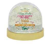 Mothers Day Themed I Got the Best one Nan - I can't Believe - It's True Inspired Photo Snow Globe Dome Glitter Shaker. (Gold)