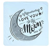 Mothers Day Themed Mommy I Love You to The Moon and Back Inspired Pink/Blue Coloured Double Layer Cotton Baby Blanket. (Pale Blue)
