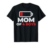 Mothers Day Tired Mom Mom of 4 Boys Funny Design T-Shirt