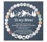 Mother's Day To My Mimi Gift, Mimi Letter Beads Natural Stone Elastic Bracelet, Best Grandma Ever, Grandma I Love You Gift from Granddaughter, Mimi's Birthday Jewelry, Mimi Beaded Bracelet