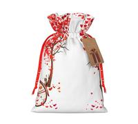 (Mother'S Day Valentine'S Day Romantic Heart Tree And Bike) Christmas Burlap Gift Bags, Eco-Friendly Polyester Drawstring Pouches For Holiday, Birthday & Party Gift Packaging M