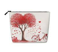 Mother's Day Valentine's Day Romantic Heart Tree and Bike Cosmetic Bag for Women- Portable Travel Organiser, Toiletry Bag with Zip Closure
