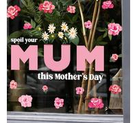 Mothers Day Window Stickers,Mother's Day Window Decorations,Motheres's Day Pinks Floral Decor Statics Cling Stickers Selfs-Adhesive Glass Window Decorations,PVC Cling