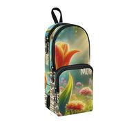 Mother's Day with A Focus on A Tulip Flower Pencil Case, Big Capacity Pen Bag with Compartment Students Schoolbag Shape Stationery Organizer Pencil Pouch Marker Case for School Office Work