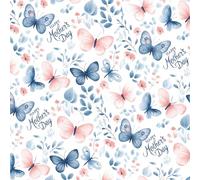 Mothers Day Wrapping Paper. 4 XL Sheets (50 x 70cm). Blue and Pink Butterfly Design. Cutting grid on reverse.