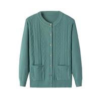 Mother's Knitted Cardigan Sweater Spring Fall Front Closure Sweatercoat Cardigans Top For Elderly Women Gift (Color : Soy Green, Size : L/Large)