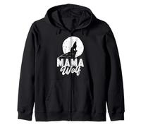 Mothers MOMMA WOLF Wolf Pack Alpha She-Wolf Funny Wolves Zip Hoodie