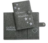 Mother's Pass Case Deluxe "Kleines Wunder" with extra compartments and closure, made of 100% wool felt - Hand Crafted in Germany -
