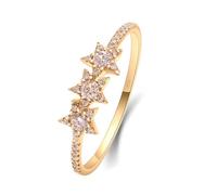 Mothers Ring for Women, Rings for Women Knuckle Three Stars with Round Created Diamond Gold 18.1K Yellow Gold Size Q 1/2