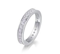 Mothers Ring for Women, The Wedding Band Elegant Eternity Ring with 2mm Moissanite Silver Platinum Size Q 1/2