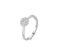 Mothers Ring for Women, Womens Rings White Gold Classic Twisted Flower Design with Round Lab Diamond 0.25ct Platinum Size R 1/2