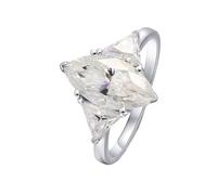 Mothers Ring, Rings Vintage Triangles Marquise White Gold 14K with Moissanite Size J 1/2