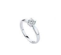 Mothers Ring, Wedding Ring Set with Heart Prong 0.5Ct Round Diamond 18K White Gold Size H 1/2