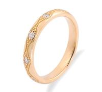 Mothers Ring, Yellow Gold Ring Thick 18K Infinity with Round Moissanite Size O 1/2