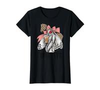 Mothma'am Coquette Bow Leopard Moth Coffee Cute Teen Girls Value Graphic T-Shirt, Women, Black, L