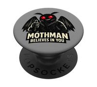 Mothman Believes In You Paranormal Cryptozoology Dark Humor PopSockets Adhesive PopGrip
