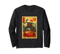 Mothman Crptid Gaming Ramen Ukiyo-e Great Wave Retro Art Long Sleeve T-Shirt