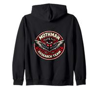 Mothman Cryptid Paranormal Monster Research Team Retro Vint Zip Hoodie
