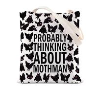 Mothman Inspired Tote Bag Winged Creature Gift Cryptozoology Gift Lepidoptera Gift Probably thinking about Mothman Canvas Bag (Mothman Tote)