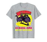 Mothman is Real & He's My Boyfriend Funny Cryptid Creatures T-Shirt, Men, Heather Grey, Large