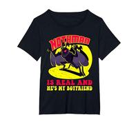 Mothman is Real & He's My Boyfriend Funny Cryptid Creatures T-Shirt, Women's Plus, Black, 2X