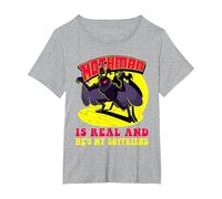 Mothman is Real & He's My Boyfriend Funny Cryptid Creatures T-Shirt, Women's Plus, Heather Grey, 6X