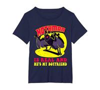 Mothman is Real & He's My Boyfriend Funny Cryptid Creatures T-Shirt, Women's Plus, Navy Blue, 4X