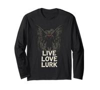 Mothman Live Love Lurk Cryptid Folklore Moth Man Vintage Long Sleeve T-Shirt