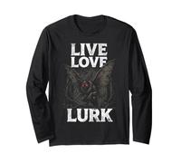 Mothman Live Love Lurk Cryptid Folklore Moth Man Vintage Long Sleeve T-Shirt