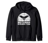 Mothman Research Team Cryptid Folklore Moth Man Vintage Zip Hoodie