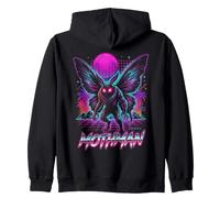 Mothman Retro Wave Cryptid Vaporwave Vintage Zip Hoodie