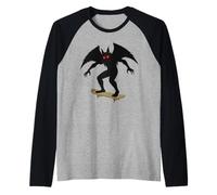 Mothman Skateboarding 1966 Cryptid Raglan Baseball Tee