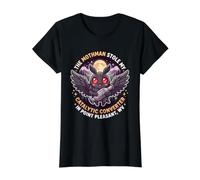 Mothman Stole My Catalytic Converter Funny Cryptid Value Graphic T-Shirt, Women, Black, S