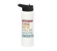 Mothman Stole My Catalytic Converter Retro Cryptozoology Stainless Steel Insulated Water Bottle