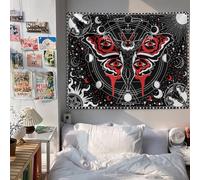 Mothman Tapestry Skull Tapestry Gothic Tapestry Black Red Tapestry Mandala Tapestry for Bedroom Living Room Home Decor