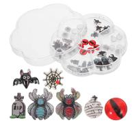 MOTHNUR 1 Box Halloween Nail Charms Box Compartments Cute Resin Spider Ghost Bat Devil Nail Art Small Charms for DIY Manicure Embellishments Easy to Apply Festive Accessories for Party