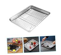 MOTHNUR 1 Set Baking Tray with Mesh Rack Grill Nonstick Barbecue Accessories Wire Cooking Rack Meat Roasting Pan Serving Large Plate Veggie Tray Silver Stainless Steel