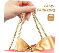 MOTHNUR 10 Pcs Paper Wrapping Bags with Ribbon Bow Handles Large Capacity Bags for Wedding Birthday Party Holiday Celebrations Sturdy Twisted Handle Classic White and Pink Design
