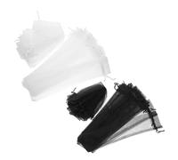 MOTHNUR 100pcs Drawstring Mesh Organza Bags for Folding Hand Fans Breathable Hand-held Fan Pouches in White and Black Elegant Stuff Sacks for Wedding Favors Party Decorations and Trinket