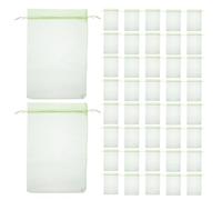 MOTHNUR 100Pcs Green Mesh Fruit Protection Bags with Drawstring, 15X20Cm Organza Netting Sacks for Garden Fruit and Vegetable Plant Cover, Reusable Produce Draw String Bags for Tree