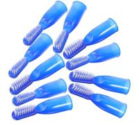 MOTHNUR 10pcs Disposable Prison Finger Toothbrushes Soft Bristles, Small Half-Finger Oral Cleaning Brushes for Correctional Facilities and Hospital Use, Blue