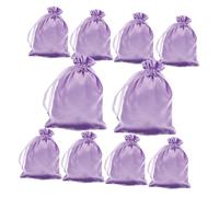 MOTHNUR 10pcs Drawstring Travel Toiletry Bags for Women Lightweight Silky Satin Makeup Storage Pouches Portable Cosmetic Organizer Party Gift Light Purple